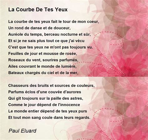 Poème La Courbe de tes yeux par Paul ELUARD .